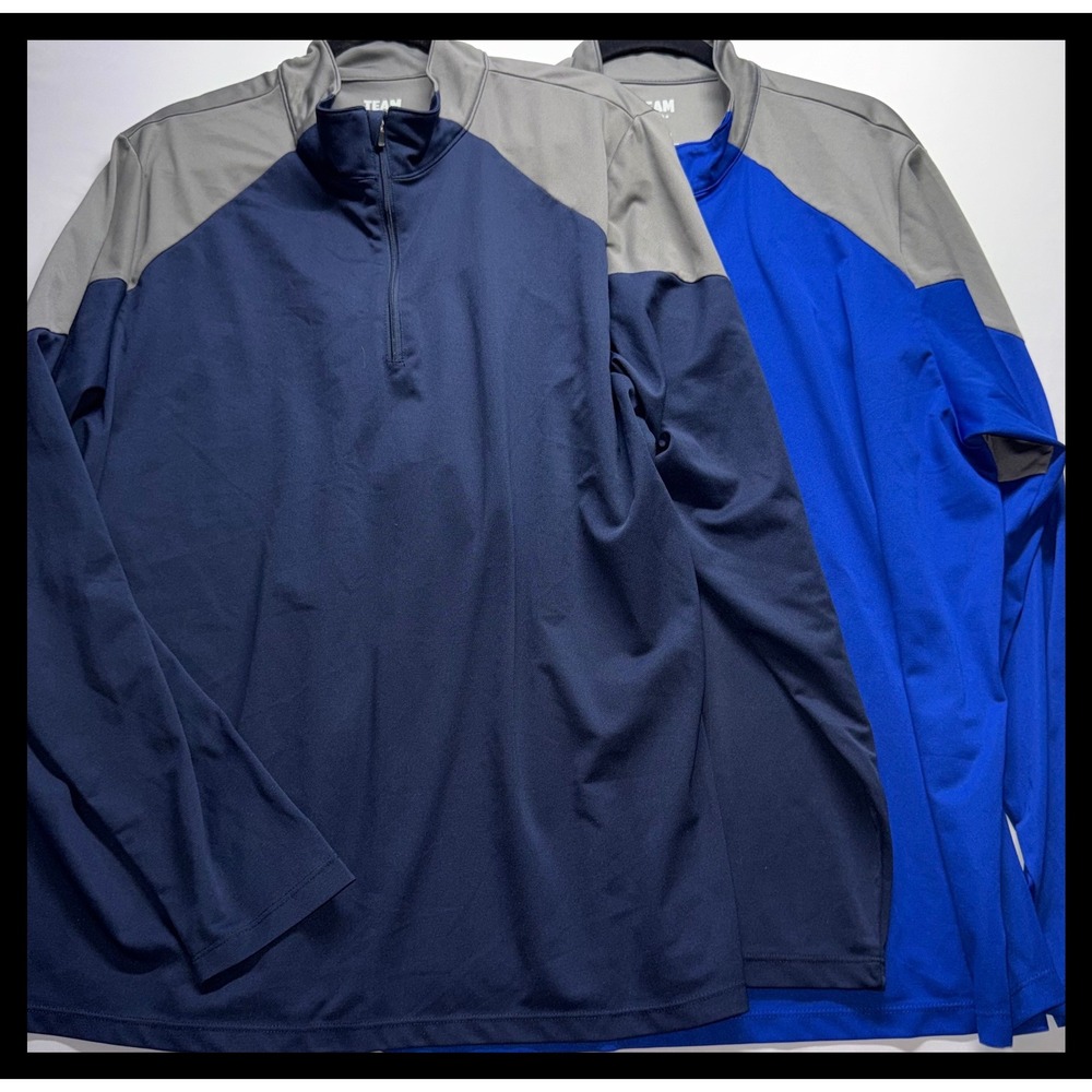 Team 365 Quarter Zip Pullover Mens 2XL Blue Gray Colorblock TT27 Activewear‎